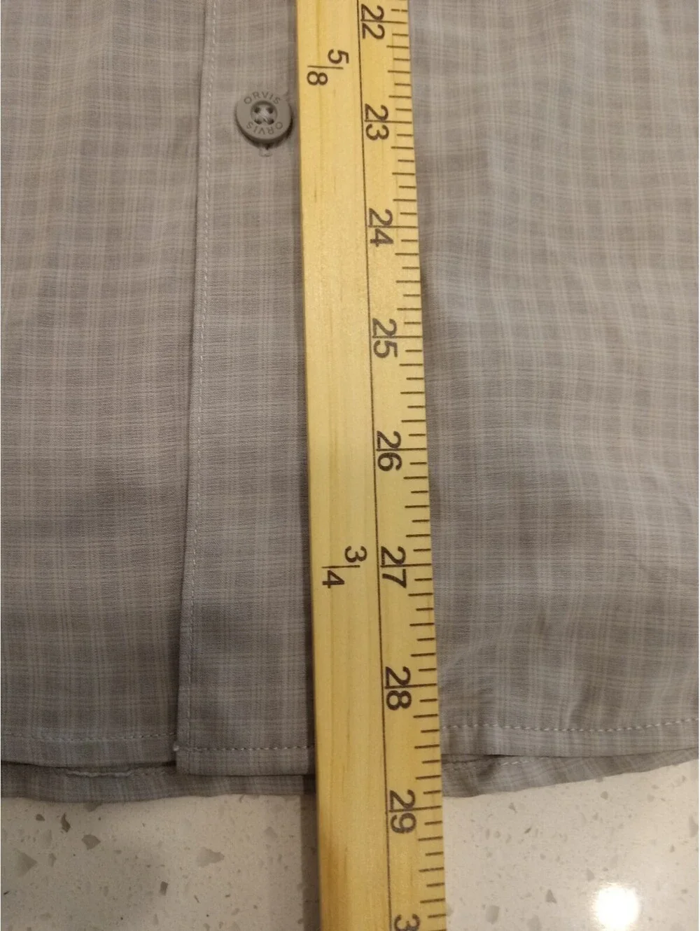 Orvis Shirt Mens Medium Gray Micro Plaid Short Sleeve Button Down Stretch M